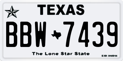 TX license plate BBW7439