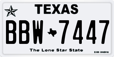 TX license plate BBW7447
