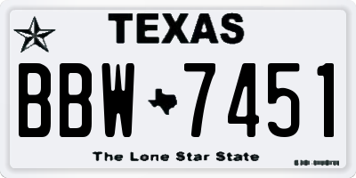 TX license plate BBW7451