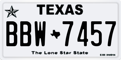 TX license plate BBW7457