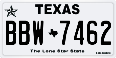 TX license plate BBW7462