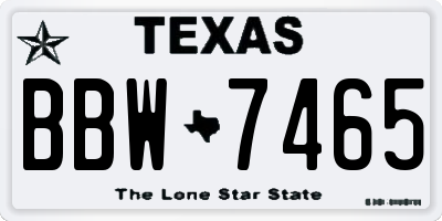 TX license plate BBW7465