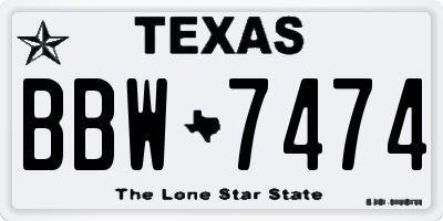 TX license plate BBW7474
