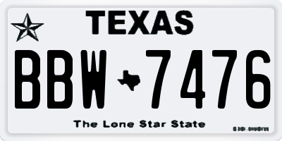 TX license plate BBW7476