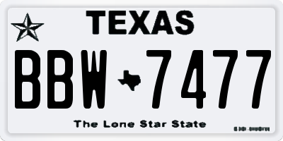 TX license plate BBW7477