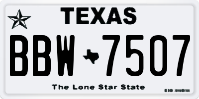 TX license plate BBW7507