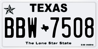 TX license plate BBW7508