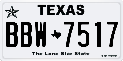 TX license plate BBW7517