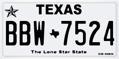 TX license plate BBW7524