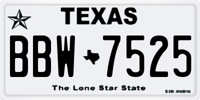 TX license plate BBW7525