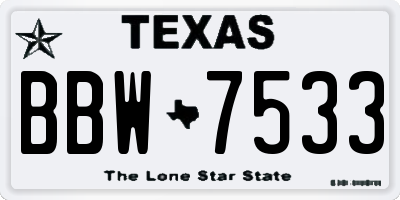 TX license plate BBW7533