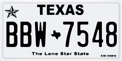 TX license plate BBW7548