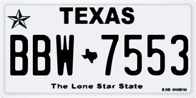 TX license plate BBW7553