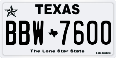 TX license plate BBW7600