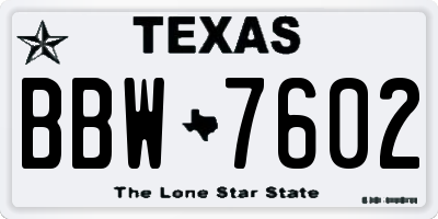 TX license plate BBW7602