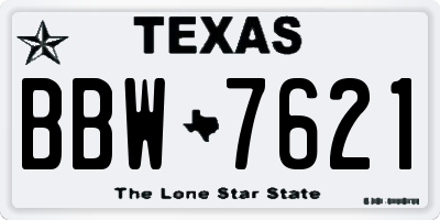 TX license plate BBW7621