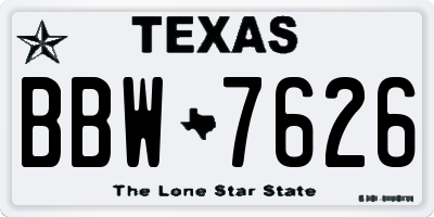 TX license plate BBW7626