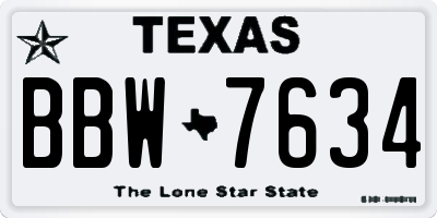 TX license plate BBW7634
