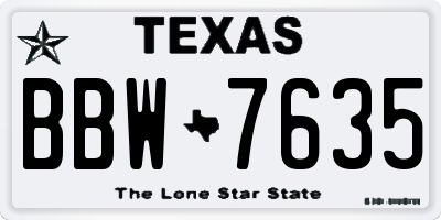 TX license plate BBW7635