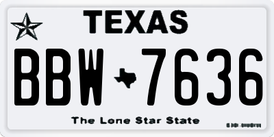 TX license plate BBW7636