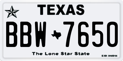 TX license plate BBW7650