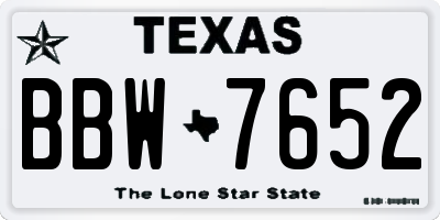 TX license plate BBW7652