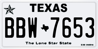 TX license plate BBW7653
