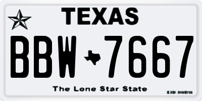 TX license plate BBW7667