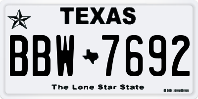 TX license plate BBW7692