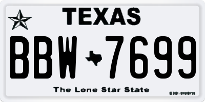 TX license plate BBW7699