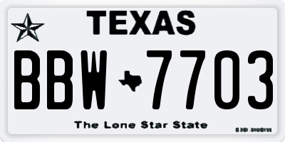 TX license plate BBW7703
