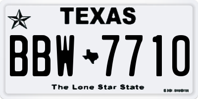 TX license plate BBW7710