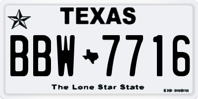 TX license plate BBW7716
