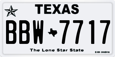 TX license plate BBW7717