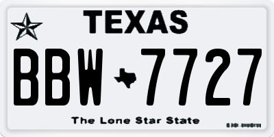 TX license plate BBW7727