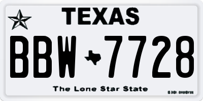 TX license plate BBW7728