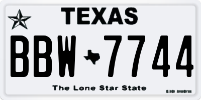 TX license plate BBW7744