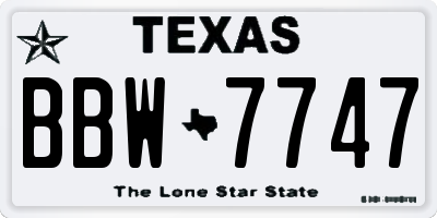 TX license plate BBW7747