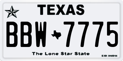TX license plate BBW7775