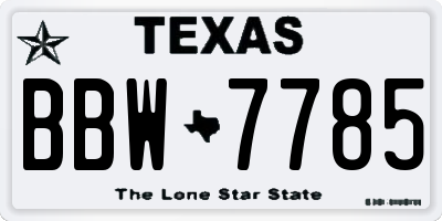 TX license plate BBW7785