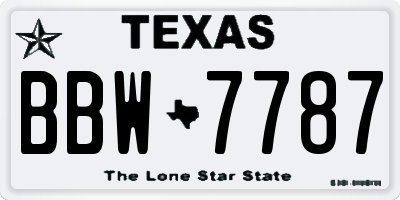 TX license plate BBW7787