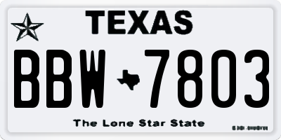 TX license plate BBW7803
