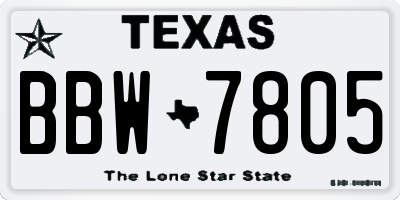 TX license plate BBW7805