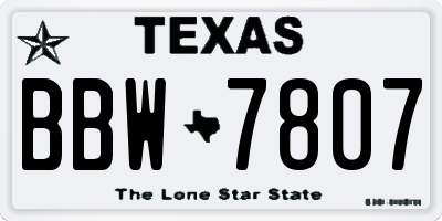 TX license plate BBW7807