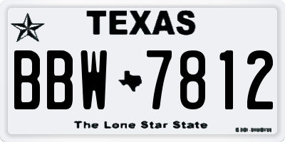 TX license plate BBW7812