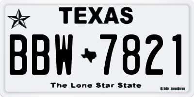TX license plate BBW7821