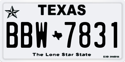 TX license plate BBW7831