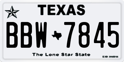 TX license plate BBW7845