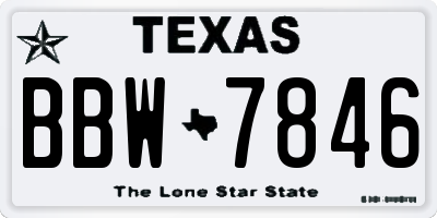 TX license plate BBW7846
