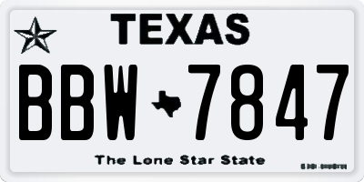 TX license plate BBW7847